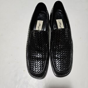 Mezlan Black Woven Leather Loafers